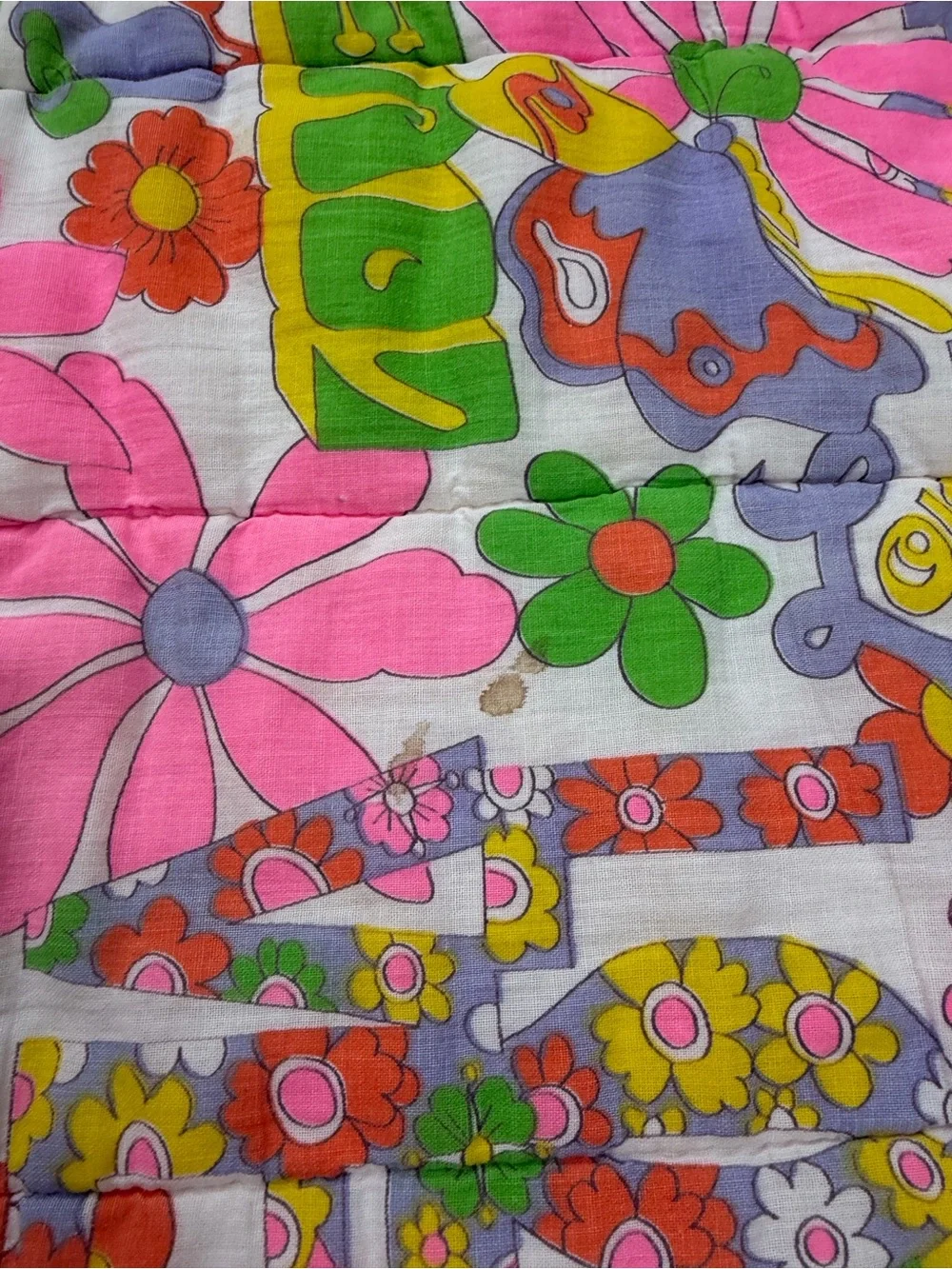 Vintage Groovy Floral Sleeping Bag Flower Power LOVE Pink Retro 60s